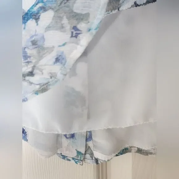 Coldwater Creek PXL White Mlticlrd Floral Print Lined Lngslv Women Shirt Blouse - Picture 7 of 7